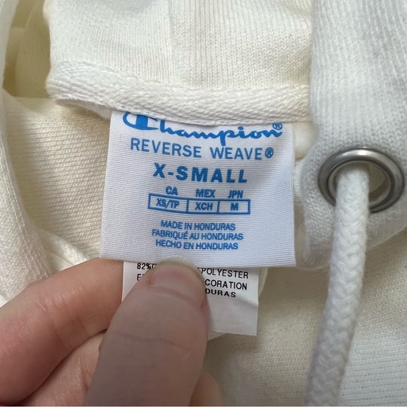 Champion Reverse Weave Hoodie Sweatshirt NWT Men's Sz XS White Fleece Lined - Picture 5 of 9